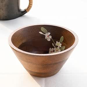 Aurum Crafts Bella Mango Wood Snack Bowl 6 Inch | Handpainted Wooden Serving Bowl for Snacks, Soup and Salad | Decorative Kitchen Bowl | 500ml Capacity