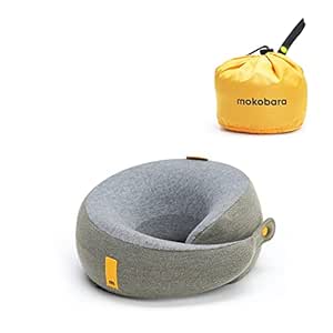 MOKOBARA Travel Neck Pillow Head Rest Neck Support with Cover Light Grey