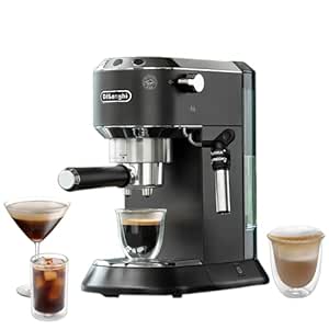 De’Longhi Dedica Style Espresso Machine with Milk Frother, 15-Bar Pressure, Original Italian Barista Style Coffee Maker for Home, Make Espresso, Latte, Cappuccino & Iced Coffee, Black, EC685.B