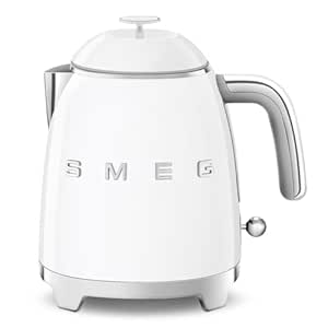 Smeg 0.8L Electric Kettle 1400W, Original Italian Brand, Patented Smeg White Color, Highest Food Grade Stainless Steel Full Body, Soft Lid Opening System, Luxury 50’s Style KLF05WHEU