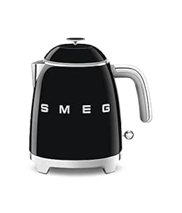 Smeg 0.8L Electric Kettle 1400W, Original Italian Brand, Patented Smeg Black Color, Highest Food Grade Stainless Steel Full Body, Soft Lid Opening System, Luxury 50’s Style KLF05BLEU