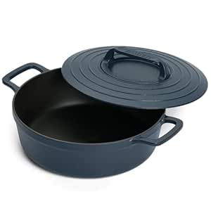 Ember Cookware Pre-Seasoned Cast Iron Casserole 26 cm | Induction Cookware | 10-Year Warranty | Cast Iron Kadhai | Dutch Oven | Biryani Pot Heavy Bottom | PFAS & PFOA Free | Cooking Pot | Blue