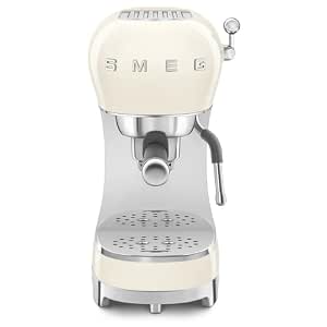 Smeg Coffee Machine,Original Italian Brand, Patented Smeg Cream Color, Authentic Italian Barista Style Coffee Maker for Home, Professional Steam Wand, Cappuccino, Flat White, Macchiato, ECF02CREU