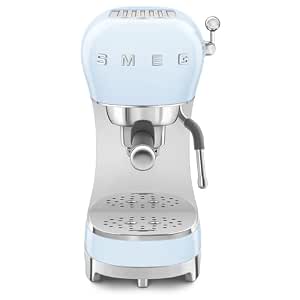 Smeg Coffee Machine,Original Italian Brand, Patented Smeg Pastel Blue Color, Authentic Italian Barista Style Coffee Maker for Home, Professional Steam Wand, Cappuccino, Flat White, Macchiato,ECF02PBEU