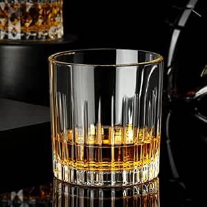 VILON Italian Premium Whiskey Glass | Clear Crystal Whiskey Glass | 300 ML | Set of 4 (CHUTKI)